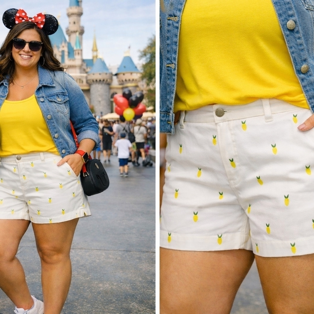 target merona plus size cotton shorts white yellow lemon green 16 - Picture 8 of 8